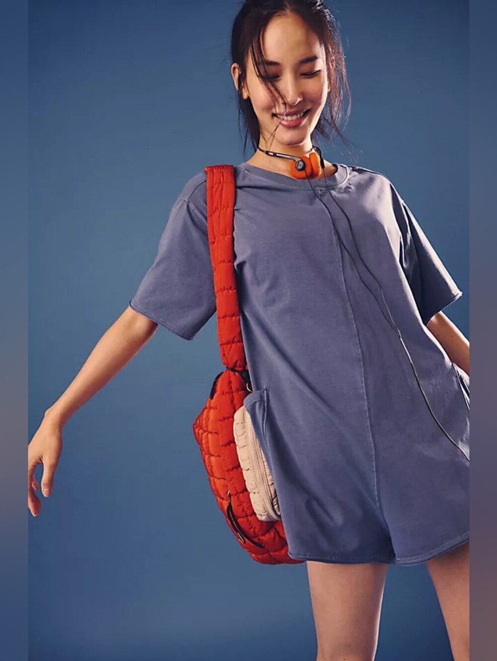 FREE PEOPLE MOVEMENT HOT SHOT TEE ROMPER - SKYLINE - Picture 3 of 16